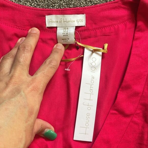 NWT House Of Harlow 1960 Magenta Puff Sleeve Mini Dress Size 4 - Picture 8 of 15